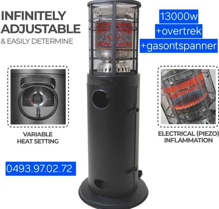 terrasverwarmers 13000w met gratis overtrek en ontspanner, Tuin en Terras, Terrasverwarmers, Nieuw, Gas, Ophalen