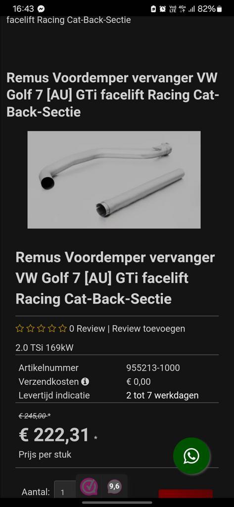 Remus voordemper vervanger, Auto-onderdelen, Uitlaatsystemen, Ophalen