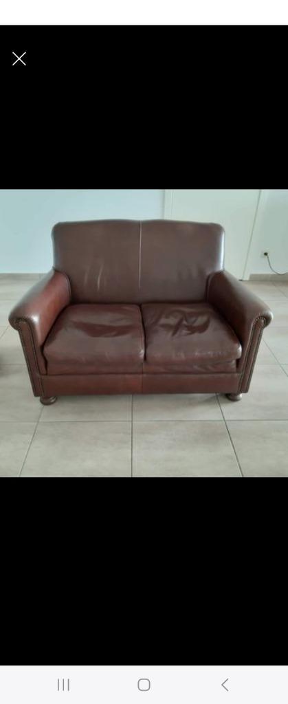 Leren sofa - 2 zit, goede staat, Maison & Meubles, Fauteuils, Utilisé, Cuir, 125 cm ou plus, 75 à 100 cm, Enlèvement