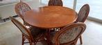 rotan tafel met 6 stoelen, Huis en Inrichting, Tafels | Eettafels, Ophalen, Gebruikt, Rond, Overige houtsoorten