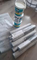 Behangpapier 9 rollen + 3 potten lijm, Ophalen, 25 tot 50 m², Grijs, Grijs gewolkt