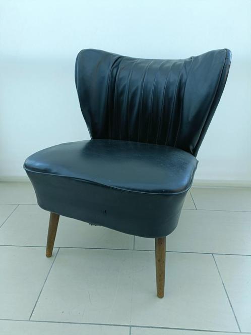 Vintage retro cocktail stoel, midcentury rode skai leder zet, Verzamelen, Retro, Huis en Inrichting, Ophalen