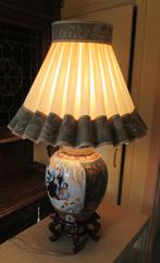 Grote Retro Porselein Chinese Tafellamp met kap - 99cm, Ophalen of Verzenden, Huis en Inrichting