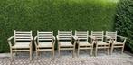 5 stapelbare teak tuinstoelen, Tuin en Terras, Ophalen, Gebruikt, Teakhout, Stapelbaar