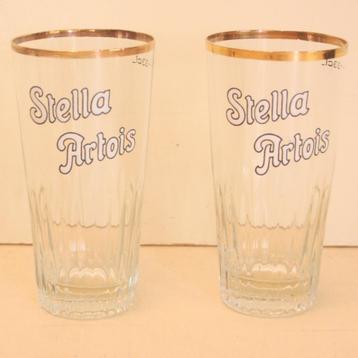 Stella Artois Bierglazen Met Ribbels 33cl / Oud Logo Jaren60 beschikbaar voor biedingen