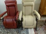 1 beige elektrische comfortzetel + 1 bordeaux comfortzetel, Huis en Inrichting, Fauteuils, Ophalen, Zo goed als nieuw