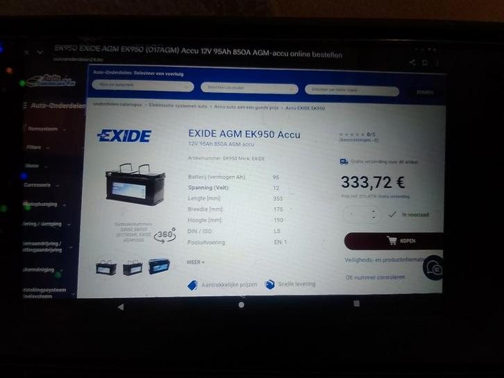 Exide start stop batterij EK 950 12 v 95ah, Auto-onderdelen, Accu's en Toebehoren, Ophalen