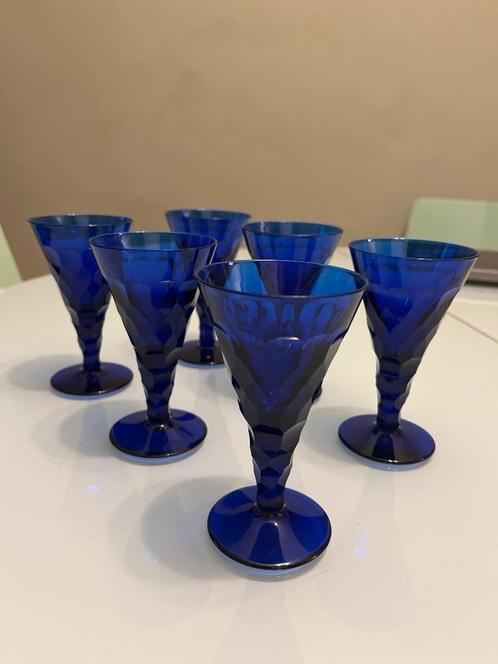 6 Art Deco kristallen glazen, Antiek en Kunst, Antiek | Glaswerk en Kristal, Ophalen of Verzenden