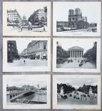 Oude prenten straatscènes Parijs (6 stuks), Antiek en Kunst, Ophalen of Verzenden