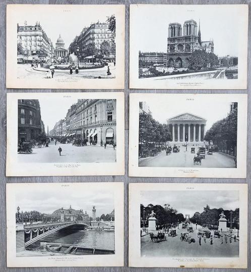 Oude prenten straatscènes Parijs (6 stuks), Antiek en Kunst, Kunst | Overige Kunst, Ophalen of Verzenden