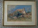 George Villain - Boerderij - Originele aquarel, Ophalen of Verzenden