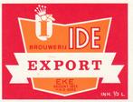 Bieretiket België : Ide Eke export #2, Ophalen of Verzenden, Nieuw, Overige typen, Overige merken
