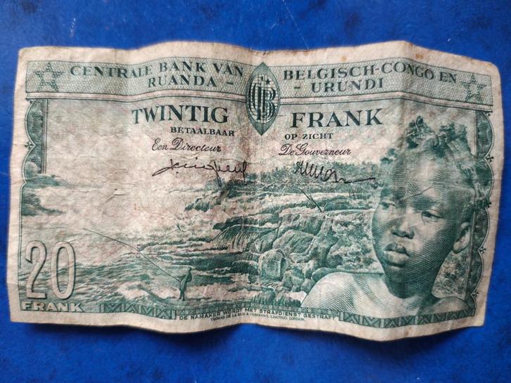 Bankbiljet 20 frank Congo Belgisch kolonie Belgïe munt, Postzegels en Munten, Bankbiljetten | Afrika, Overige landen, Verzenden