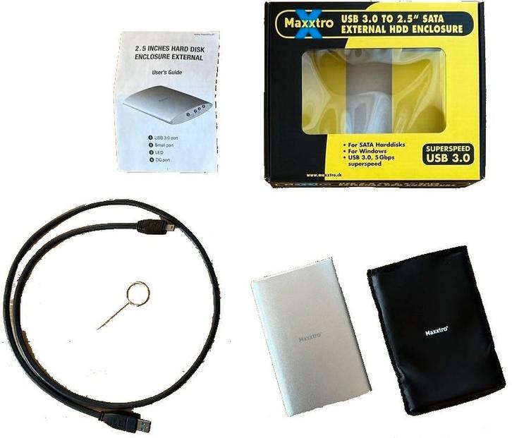 Maxxtro Externe harde schijf behuizing USB 3 / 2,5" Sata HDD, Computers en Software, Harde schijven, Nieuw, Desktop, Extern, HDD