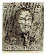 Timbre Belgique OBP n 1b brun noir (Post-0011), Enlèvement ou Envoi, Chefs d'Etat, Affranchi, Timbre-poste