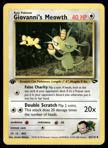 Giovanni's Meowth 43/132 - Gym Challenge (1st edition) beschikbaar voor biedingen