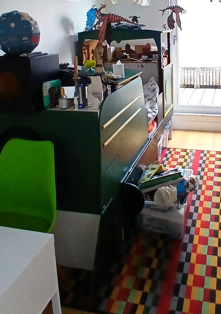 eenpersoonsbed IKEA onderstel en treindecoratie (houten), Huis en Inrichting, Slaapkamer | Bedden, Gebruikt, Eenpersoons, 90 cm