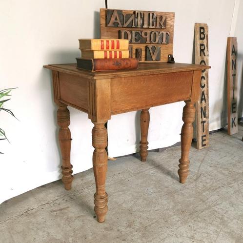 Zwaar antieke muurtafel in bleke eik L 80 D 54 H 78 blad 2cm, Antiek en Kunst, Curiosa en Brocante, Ophalen