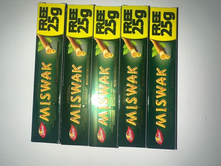 Miswak Tandpasta 75g - Pak van 5, Handtassen en Accessoires, Uiterlijk | Mondverzorging, Nieuw, Tandpasta, Verzenden