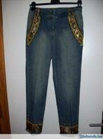 Jean spécial 7/8ème avec décorations Pièce A taille 36, Comme neuf, A part, Bleu, Autres tailles de jeans