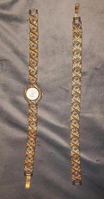 Vrouwen Horloge en armband verguld 18k Merk: DELMON, Handtassen en Accessoires, Ophalen, Gebruikt, Polshorloge, Goud