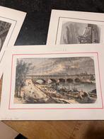 5 vintage houtsnedes: Metz, Parijs, Lyon, Nancy, Ophalen of Verzenden