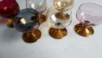 vintage Italiaanse glaasjes  (6) gekleurd kristalglas, Enlèvement ou Envoi