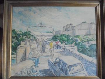 Carcassonne Vieux Pont   Onleesbaar Gesigneerd beschikbaar voor biedingen