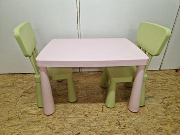 Kindertafel en 2 stoelen in plastiek