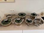 Potten-en pannenset 7-delig (incl. deksel), inox, zilver, Huis en Inrichting, Keuken | Potten en Pannen, Ophalen, Gebruikt, Inox