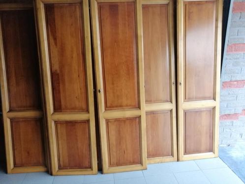 Merisier 5-deurs kledingkast, Huis en Inrichting, Kasten | Wandmeubels, Gebruikt, 50 tot 75 cm, Met deur(en), Met plank(en), Met hangruimte