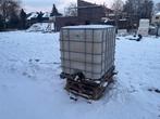 IBC container met houten pallet, Tuin en Terras, Regentonnen, Ophalen, Kunststof, Met kraantje, 150 liter of meer