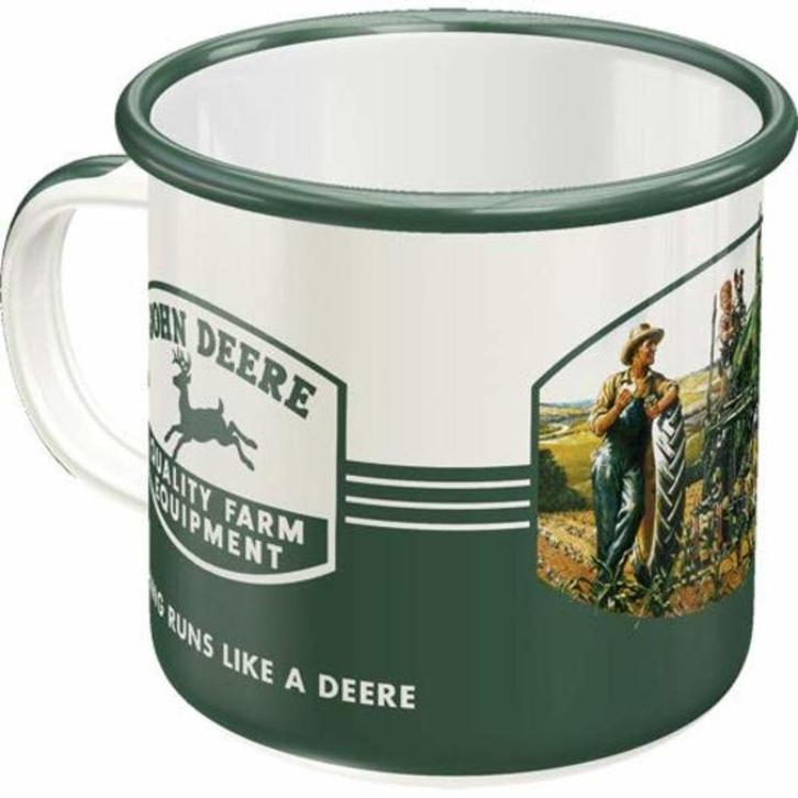 John Deere tractor nostalgische emaillen koffie beker, Verzamelen, Merken en Reclamevoorwerpen, Nieuw, Gebruiksvoorwerp, Ophalen of Verzenden