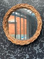 Vintage ronde rieten spiegel, Ophalen, Zo goed als nieuw