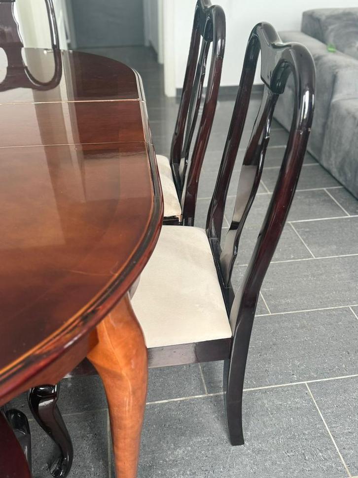Klassieke kersenhouten eettafel met stoelen, Huis en Inrichting, Complete eetkamers, Zo goed als nieuw, Ophalen