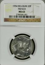 Belgium 20 Francs 1954 Frans UNC, Postzegels en Munten, Verzenden, Zilver, Losse munt, Zilver