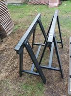 Zwarte houten schragen, Ophalen, Gebruikt, 70 tot 120 cm, Inklapbaar