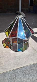 Vintage meerkleurige glas-in-loodlampekap, Antiek en Kunst, Ophalen