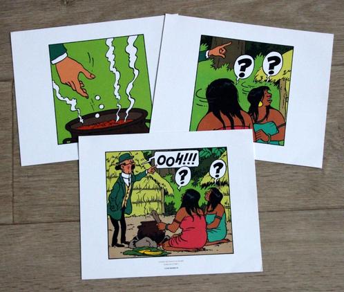 Tintin 3 x planches tirés-à-part herdruk vignet Kuifje Hergé, Verzamelen, Stripfiguren, Zo goed als nieuw, Kuifje, Ophalen of Verzenden