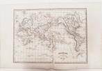 Antieke wereldkaart litho 44x32 cm ca. 1840 Mercator, Antiek en Kunst, Ophalen of Verzenden