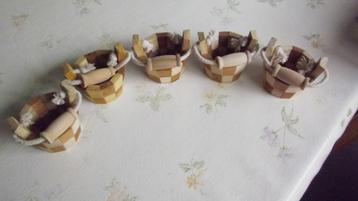 6 bacs en bois, originaux !, Neuf, Enlèvement ou Envoi, Rond, Panier