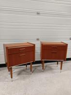 2 vintage teakhouten nachtkastjes, Huis en Inrichting, Slaapkamer | Nachtkastjes, Ophalen