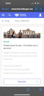 Veilingen 12 nachten in Europa bon 2p, Tickets & Billets, Chèques Hôtel & Bons pour Hôtel