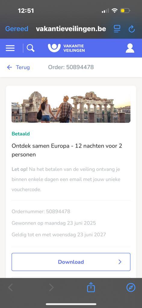 Veilingen 12 nachten in Europa bon 2p, Tickets en Kaartjes, Hotelbonnen