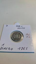 Peru South 1 dinero 1865 zilver, Postzegels en Munten, Ophalen of Verzenden, Zilver