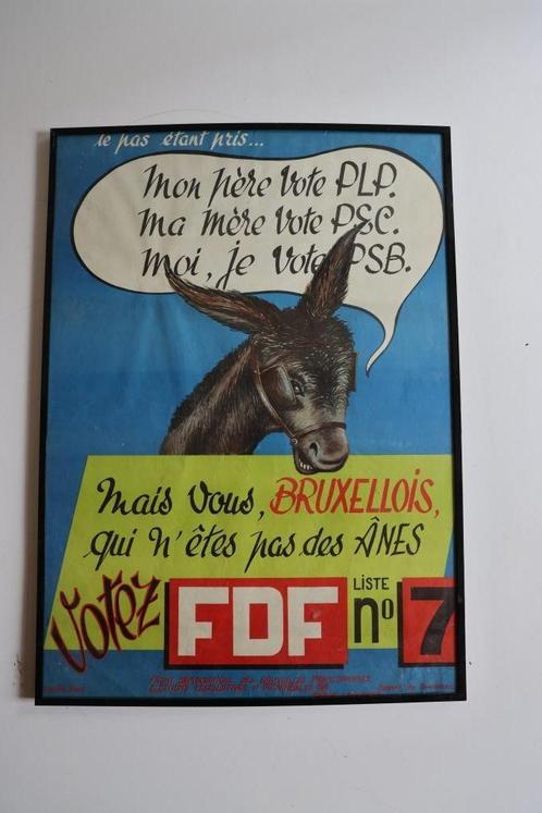 RAR poster affiche Election FDF 1965 1960 Vintage MR DEFi, Antiquités & Art, Curiosités & Brocante, Enlèvement