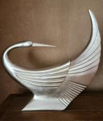 Art deco vogelbeeld in zilverkleurig hout – 60 cm, Ophalen