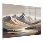 Montagnes avec peinture beige Peinture sur verre 105x70cm +, Envoi