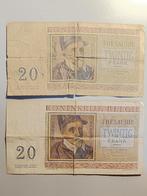 2 billets de 20 Francs Belges 1956, Ophalen of Verzenden, Los biljet