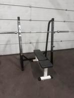 Squat / Bankdrukrek ,Bankje ,100kg Olympische Gewichten, Sport en Fitness, Ophalen, Zo goed als nieuw